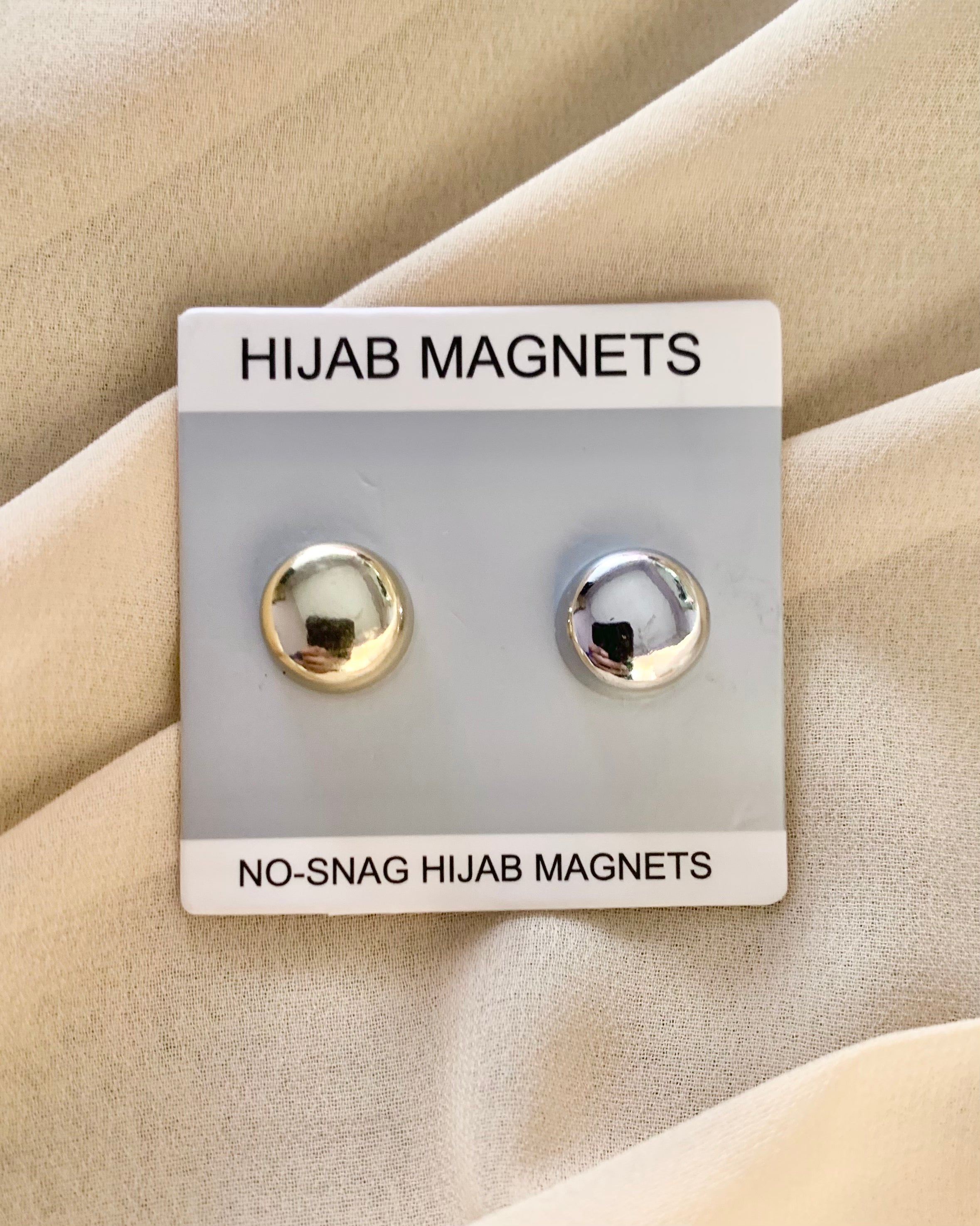 Metallic Round Hijab Magnets - Pack of 2 - Silver & Gold